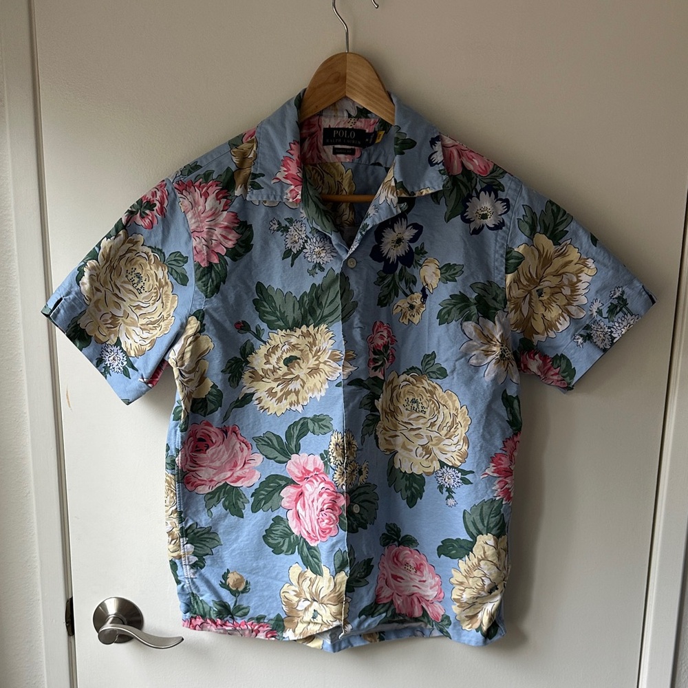 Polo Ralph Lauren Mens M Classic-Fit Floral Cotton Camp Shirt